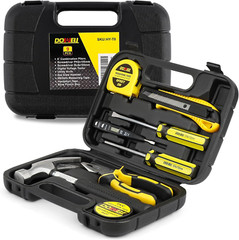Small Homeowner Tool Set 9 Pieces General Household Small Hand Tool Kit with Pla