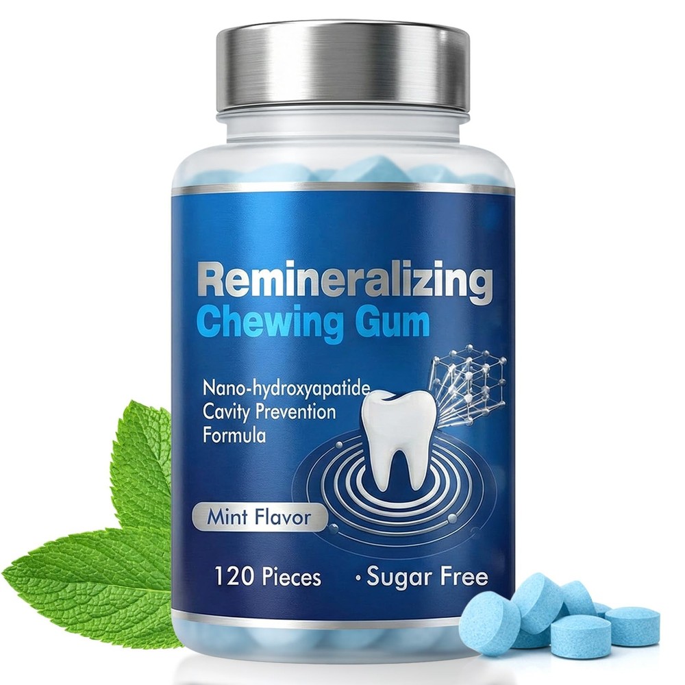 Nano Hydroxyapatite Remineralizing Gum 240 Count Xylitol Enamel Support Mint