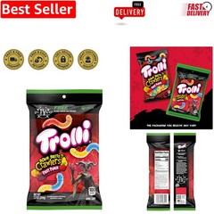 Sour Brite Crawlers Fruit Punch Candy – 7.2 oz Soft Chewy Gummy Worms