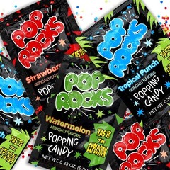 The Hampton Candy Company Pop Rocks Candy 3 Pack, Watermelon, Strawberry, Tropic