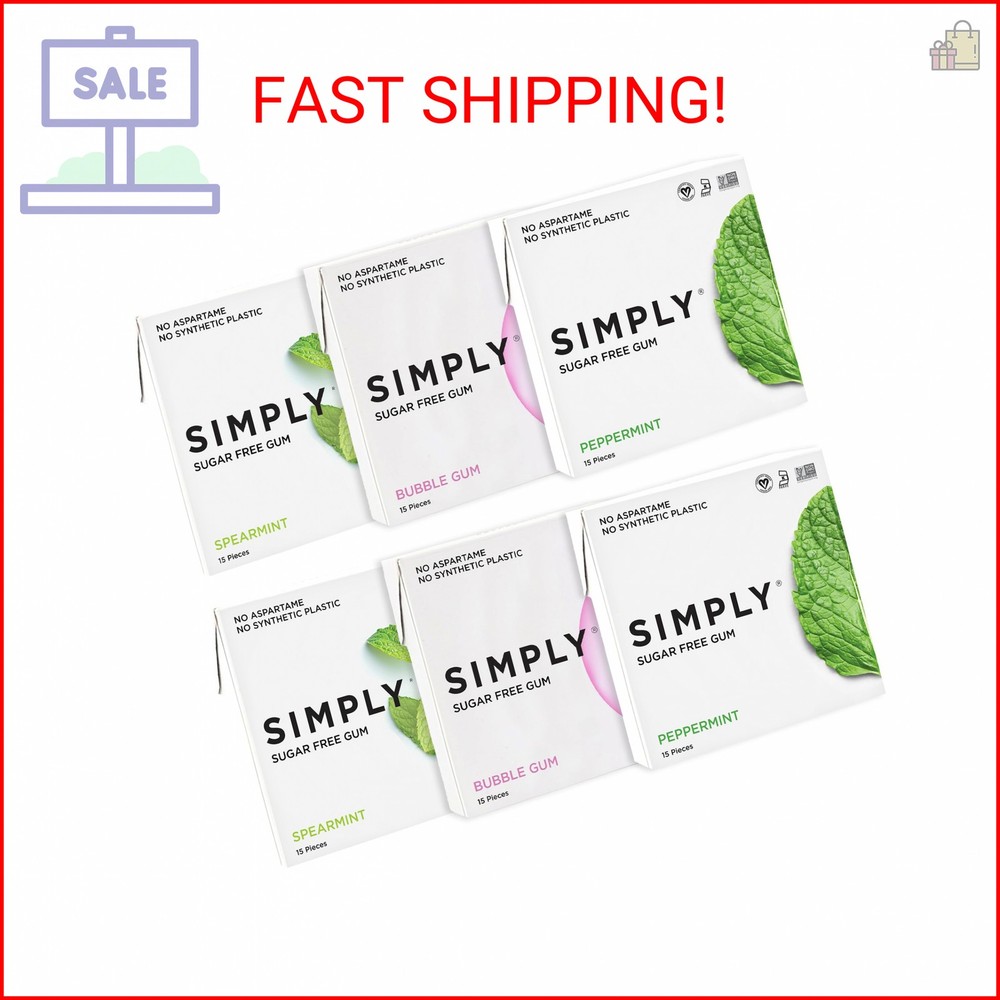 SIMPLY Gum | Dental Gum | Xylitol Chewing Gum- Sugar Free | Variety Pack- Bubble