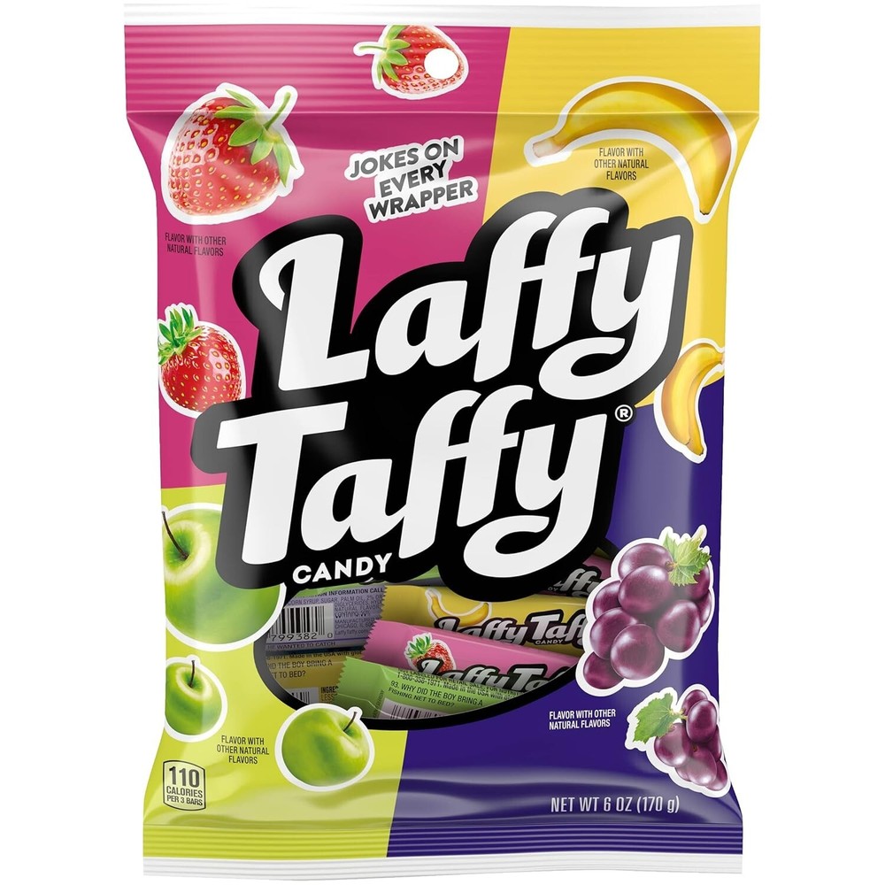Laffy Taffy Candy, Assorted Fruit Flavors, Individually Wrapped Mini Bars, 6 Oun