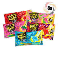 8x Packs Juicy Drop Pops Assorted Flavor Chewy Taffy Sour Gel Candy | 2.36oz