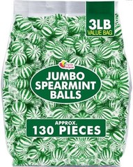 Jumbo Spearmint Mint Balls – 3 lb Bulk – Green Starlight Mints – Individually…