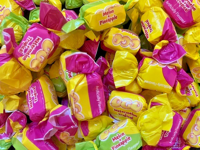 OGO Original Gourmet 2-in-1 Fruit Cube Chews Candy- 1 Bag- 40 PIECES