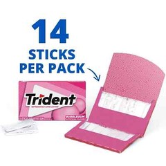 Trident Bubblegum Refreshing long lasting Sugar Free Gum,12 Packs of 14 Pieces