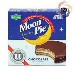 Full Box 12x Pies Moon Pie Single Decker Chocolate Marshmallow Sandwiches – 2oz