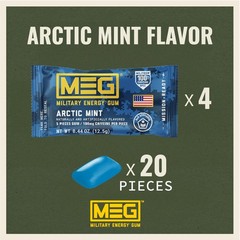 Energy Gum 100mg Caffeine Per Piece Arctic Mint 4 Pack 20 Count