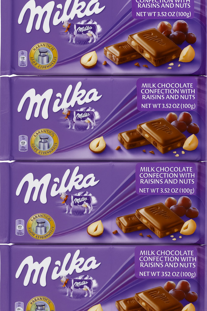 Milka Milk Chocolate Confection, with Raisins and Nuts 3.52 oz 5 Pack Free Ship!