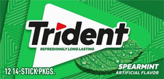 Trident Spearmint Sugar-Free Chewing Gum, 12 Packs of 14 Pieces (168 Total Piece