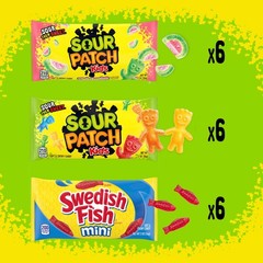 SOUR PATCH KIDS and SWEDISH FISH Mini Soft & Chewy Candy Variety Pack, Large