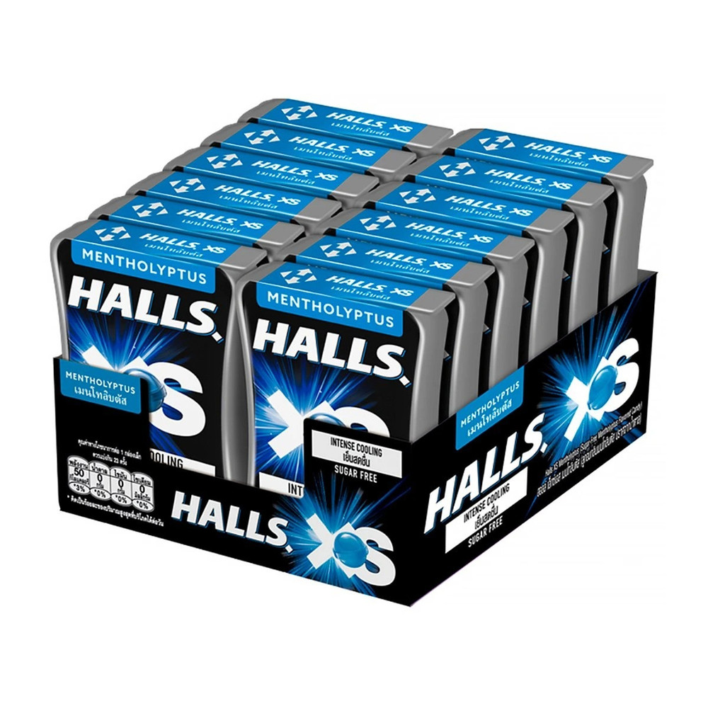 Halls XS Mentholyptus Candy Sugar Free Intense Cooling Travel 12.6 g x 12