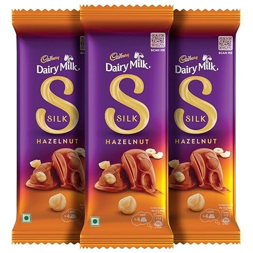3 x Cadbury Dairy Milk Silk Hazelnut Chocolate Bar, 143 g