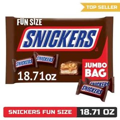 SNICKERS Fun Size Chocolate Candy Bars, 18.71 oz Jumbo Bulk Candy Bag
