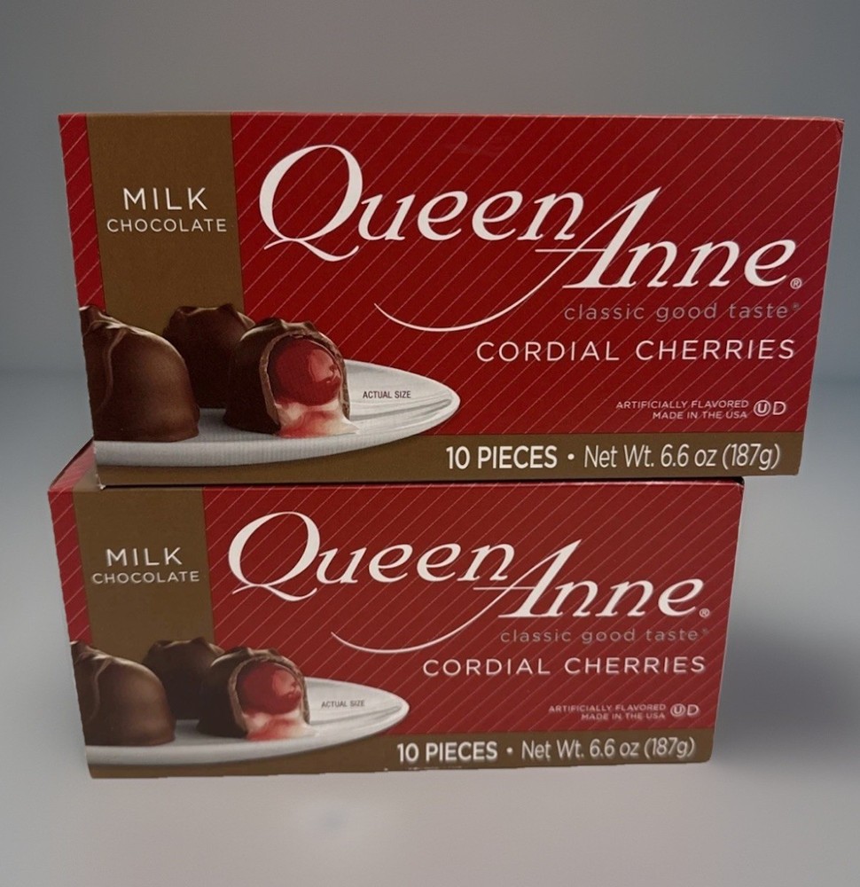 Queen Anne Milk Chocolate Covered Cordial Cherries 20 Pieces exp 11/26 2 boxes