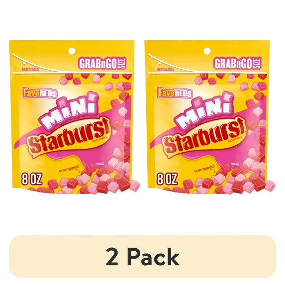 (2 Pack) Mini Fruit Chewy Candy Grab & Go Bags, 8 oz Each