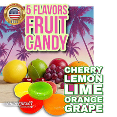 Fruit Disc Hard Candy Assorted Classic Flavors (Cherry, Orange, Lemon, Grape, Li
