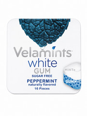Velamints Sugar Free Gum Peppermint Pack of 8 Tins 16 pc per Tin White 04/2027