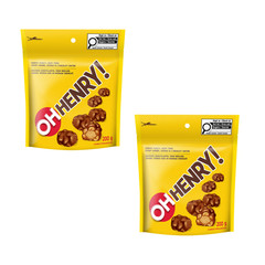Oh Henry! Chocolate Mini Bites Pouch 200g Candy Peanut Caramel Fudge (2 Packs)