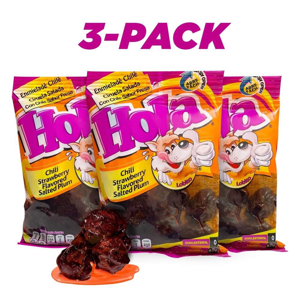 3 Pack Hola Saladitos Chilli Srawberry Salted Plums – 3.5 oz