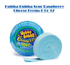HUBBA BUBBA – Sour Blue Raspberry – 2 Oz Tape Rolls – (Choose From: 6 Or 12)