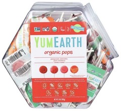 YumEarth Organic Pops Assorted Flavors Candy Jar 30 oz Allergy Friendly