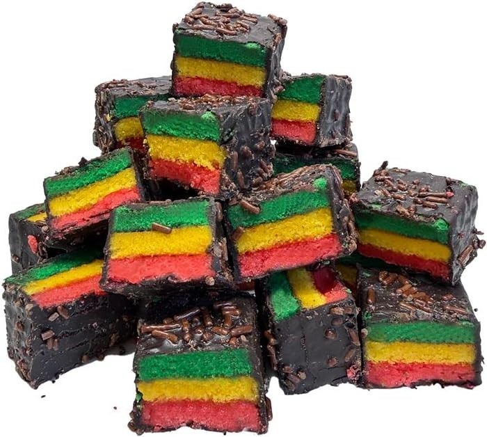 Rainbow Layer Gourmet Cookies – Authentic Almond Rainbow Cookies-16oz