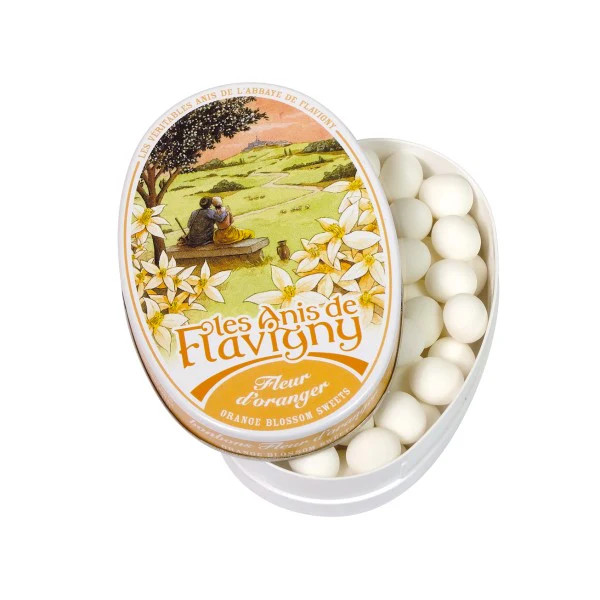 Les Anis de Flavigny mints: ORANGE BLOSSOM 1 can./1.75 oz FREE SHIPPING