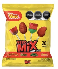 Vero Mix Banda Fuego 🔥 🌶️ Mango Watermelon Elote Lollipop 20 Pack 290g Bag