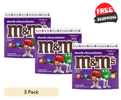 (3 Pack) New M&M’s 50 Sealed Dark Chocolate Candy – 18 oz Bag Free shipping!!!