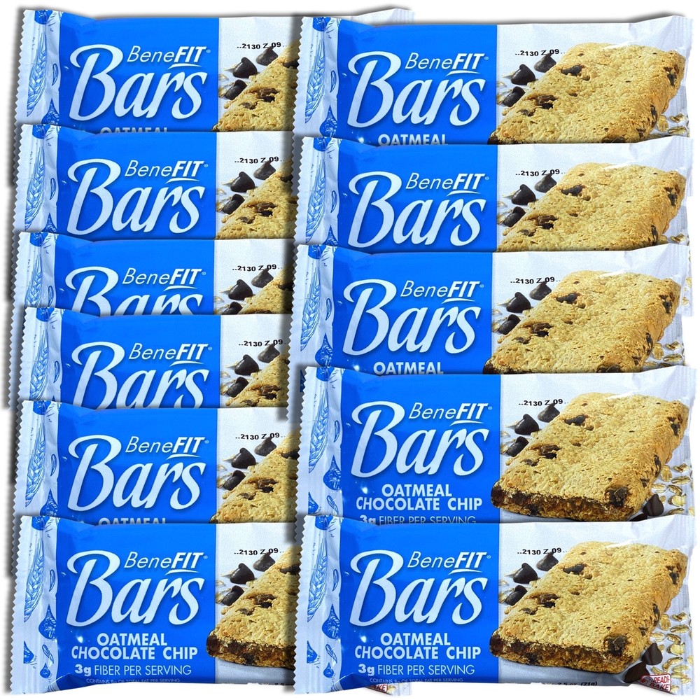 Oatmeal Chocolate Chip BeneFit Bars by Readi-Bake 2.5 Ounce | Value Pack of 12