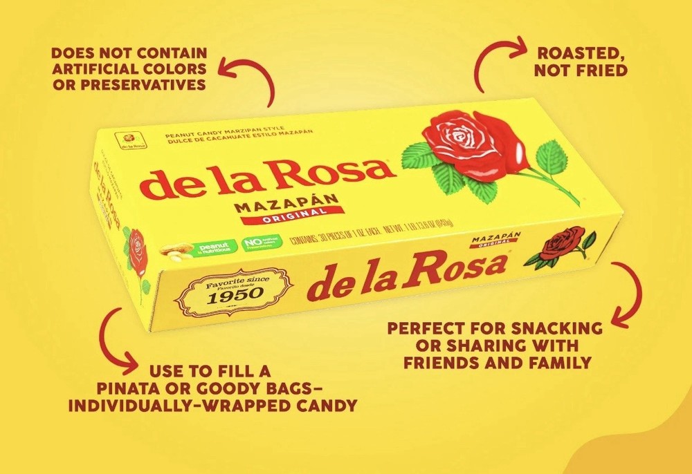 de la Rosa Mazapán Original Peanut Candy 30 Pieces Preservatives Free