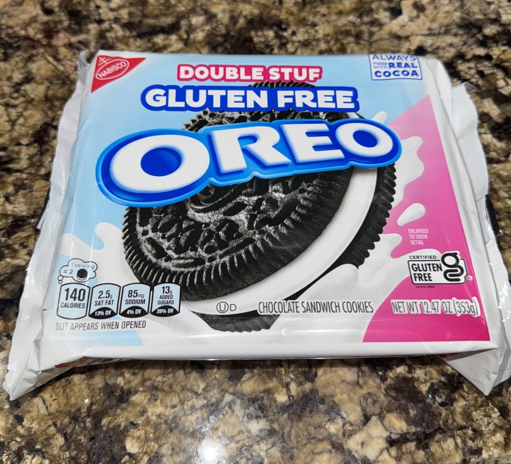 BRAND NEW SEALED DOUBLE STUFF GLUTEN FREE OREOS MADE WITH REAL COCOA 12.47 OZ