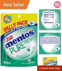 Pure Fresh 120 Count Spearmint Chewing Gum – Sugar-Free & Breath-Freshening