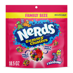 NERDS Rainbow Gummy Clusters Candy, Crunchy and Chewy, 18.5 oz Bag