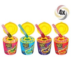 4x Packs New Juicy Drop Gummy Dip ‘N Stix Chewy Sticks & Sour Gel Candy 3.4oz