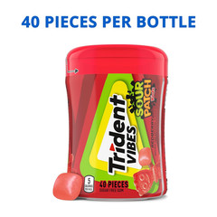Trident Vibes SOUR PATCH KIDS Redberry Sugar Free Gum, 40 Piece Bottle (Pack of