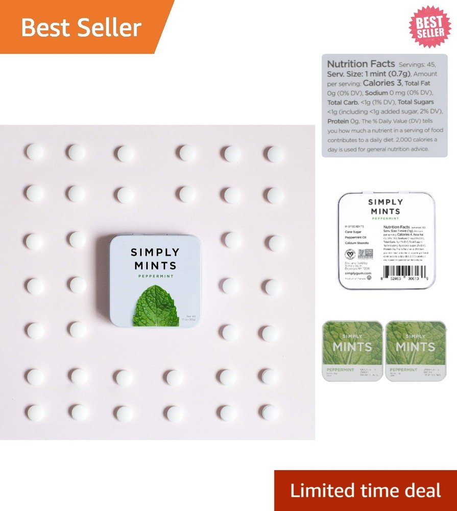 All-Natural Peppermint Breath Mints | Non-GMO & (2 Pack) – 180 Total Mints
