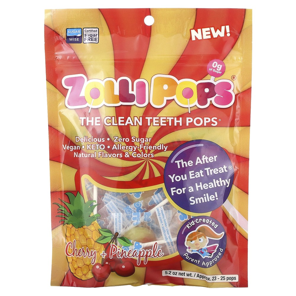 The Clean Teeth Pops, Cherry + Pineapple, Approx. 23-25 Pops, 5.2 oz
