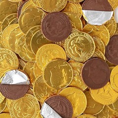 130 Pieces Gold Foil Wrapped Chocolate Kennedy Half Dollar Coins Easter Candy !