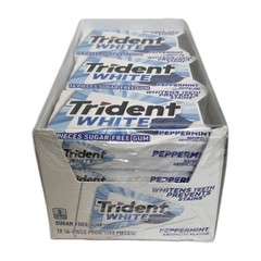 Trident White Peppermint Sugar Free Gum 12 Packs of 16 Pieces (192 Total Pieces)