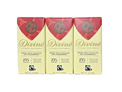 Divine White Chocolate with Strawberries, 25% cocoa – 3.0 oz (85g)(3-pack)
