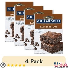 Dark Chocolate Premium Brownie Mix 4 Pack W/ Chocolate Chips Easy Baking 20oz US