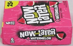 Now and Later Watermelon Candy Chews Box of 24 Packs 6pc bars Bulk Taffy 1.40 LB
