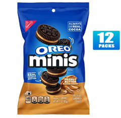 12x Packs NABISCO Big Bag OREO Mini Peanut Butter Chocolate Sandwich Cookies 3oz