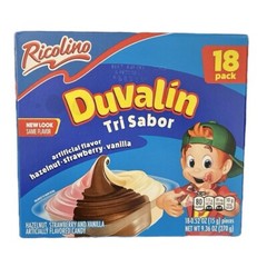 Ricolino Duvalin Tri Sabor Hazelnut, Strawberry and Vanilla 18 Pieces Per Pack