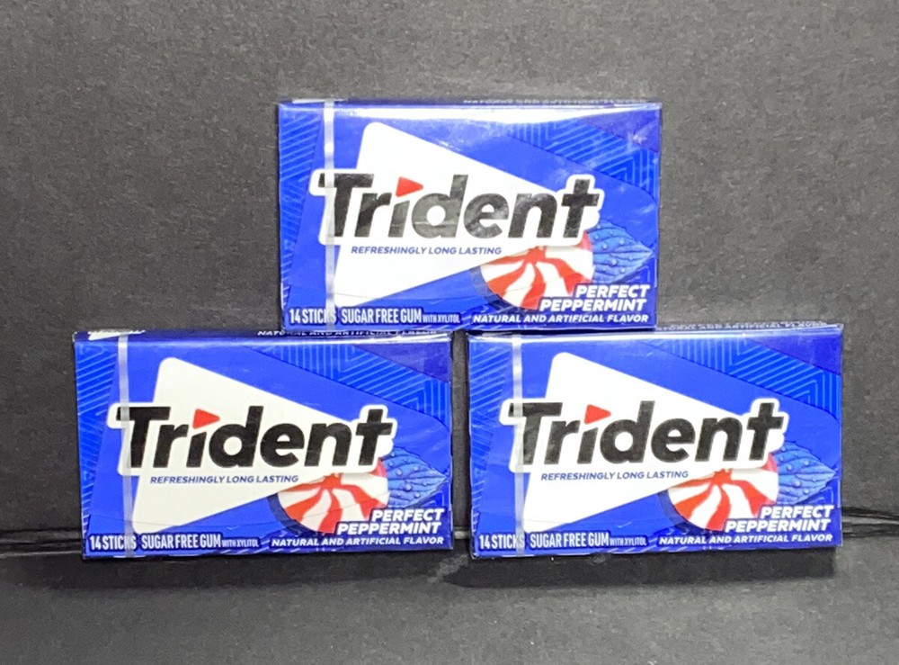 3x Trident Perfect Peppermint Flavor Sugar Free Gum AWESOMENESS