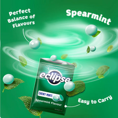 5 packs Chewy Mints Wrigley’s Eclipse Spearmint Powerful Refresh Breath New- 45g