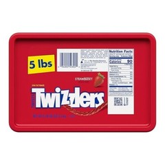 TWIZZLERS Twists Strawberry Flavored Chewy Candy, Low Fat, 5 lb Bulk Container