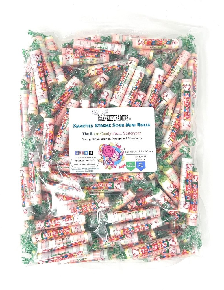 X-Treme Sour Smarties Candy Rolls, 2 lbs. ~ YANKEETRADERS® ~ FREE SHIPPING